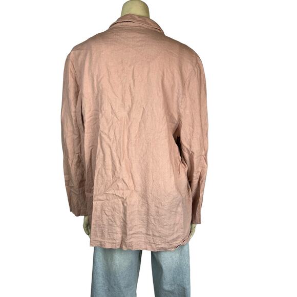 Asos Women Blazer Jacket Blush Pink One Button Flap Pockets Rayon Linen Blend 10 - Picture 11 of 11